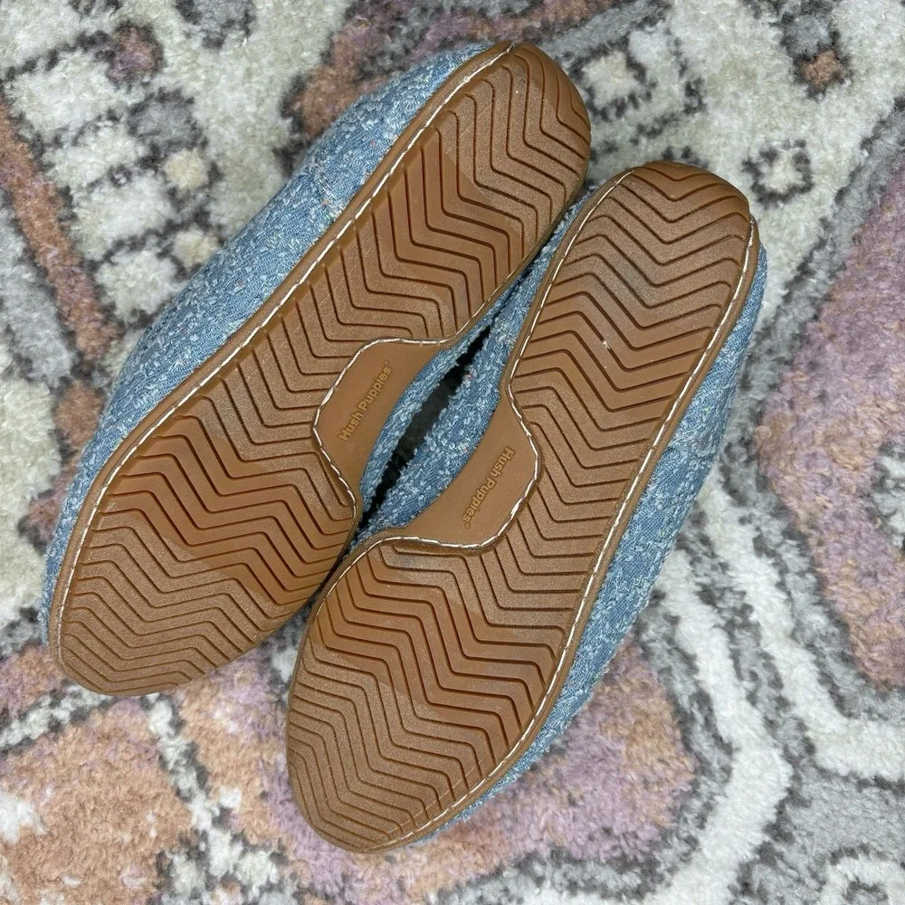 Hush Puppies Cora Loafer 6 Blue Denim Tweed Preppy Slip On Flats‎ Shoes Twee New